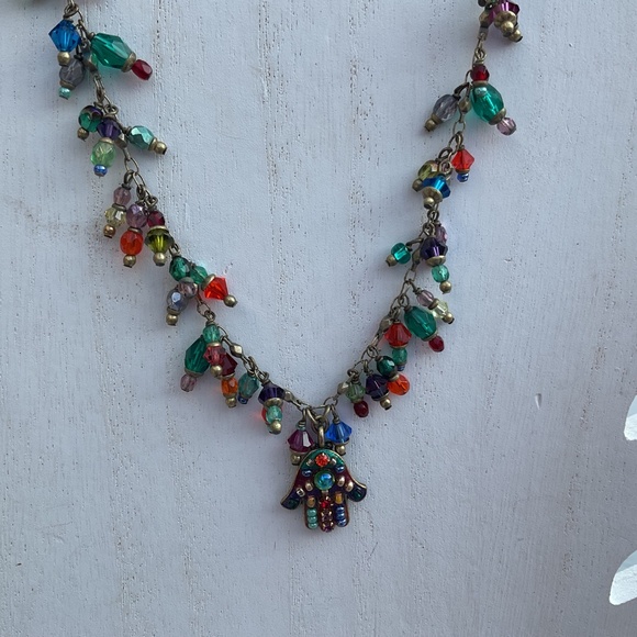 Michal Golan Hamsa Necklace multicolored 18” - Picture 3 of 11
